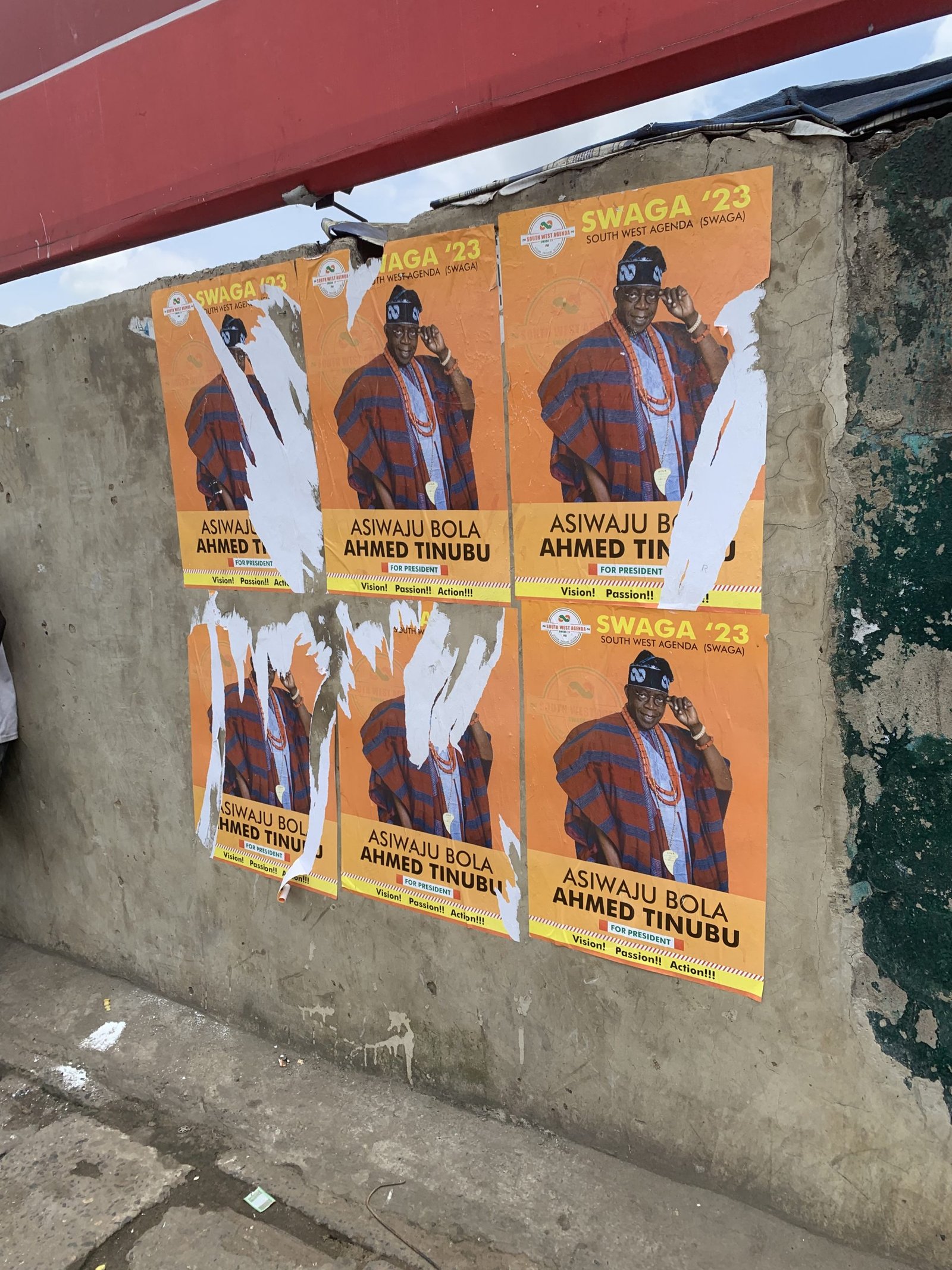 SWAGA: Tinubu’s Campaign Posters Ripped, Defaced In Kosofe