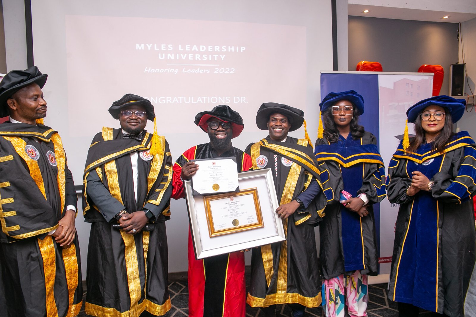 Film Director, James Abinibi bags Honorary Doctorate of Myles Leadership University