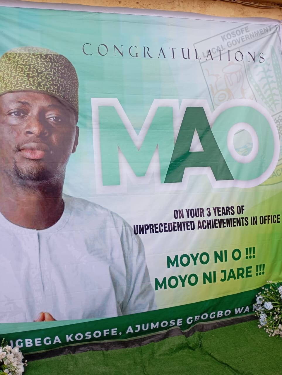 KOSOFE AGLOW AS MOYO OGUNLEWE MARKS 3 YEARS OF VISIONARY PROGRESS